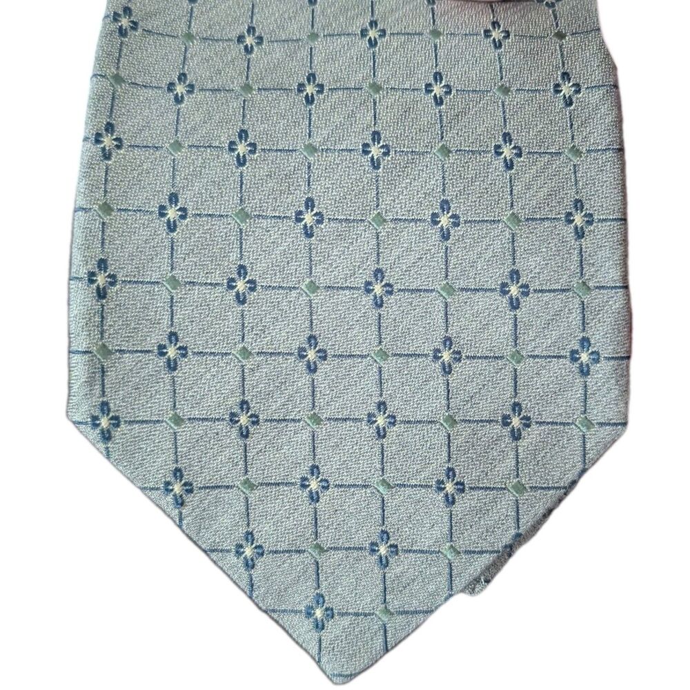 ERMENEGILDO ZEGNA Men's 100% Silk Necktie ITALY Luxury Gray/Green EUC Vtg